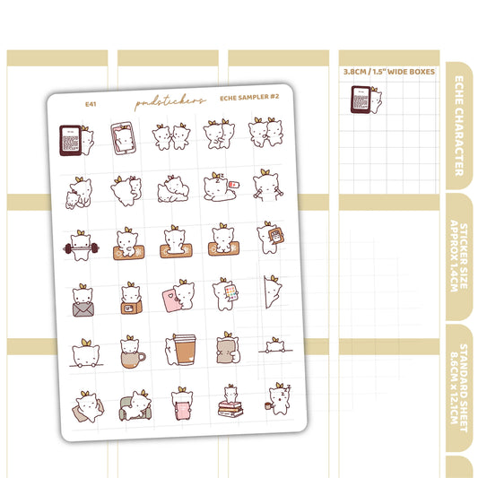 Eche Sampler #2 Stickers | Eche Character Planner Stickers | E41