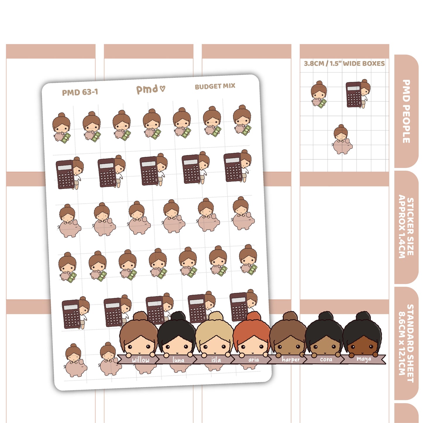 Budget Stickers | PMD People Planner Stickers | PMD63