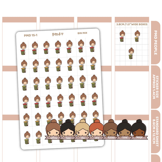 Bin Stickers | PMD People Planner Stickers | PMD15