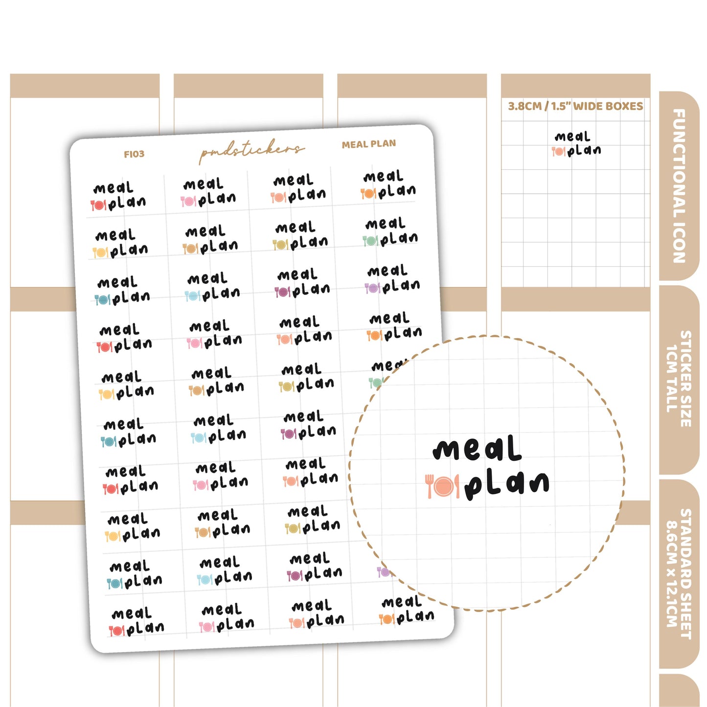 Meal Plan Stickers | Functional Icon Planner Stickers | FI03