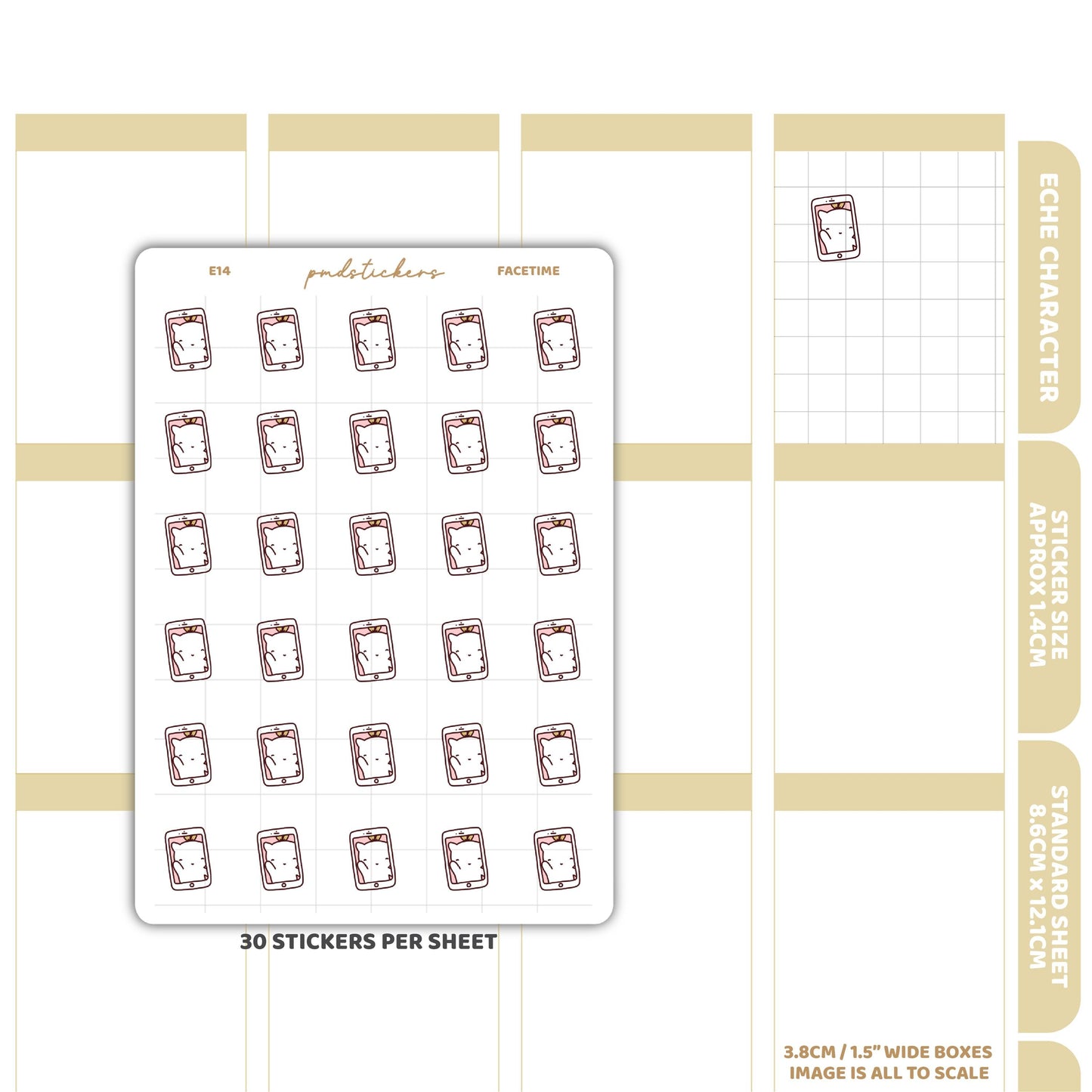 FaceTime Stickers | Eche Character Planner Stickers | E14