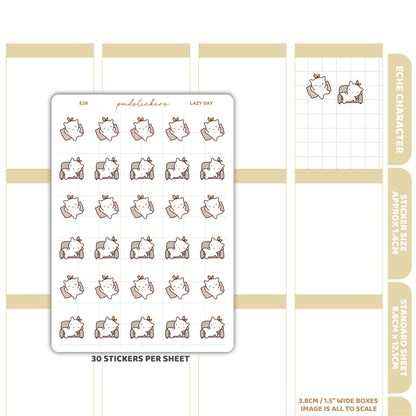 Lazy Day Stickers | Eche Character Planner Stickers | E26