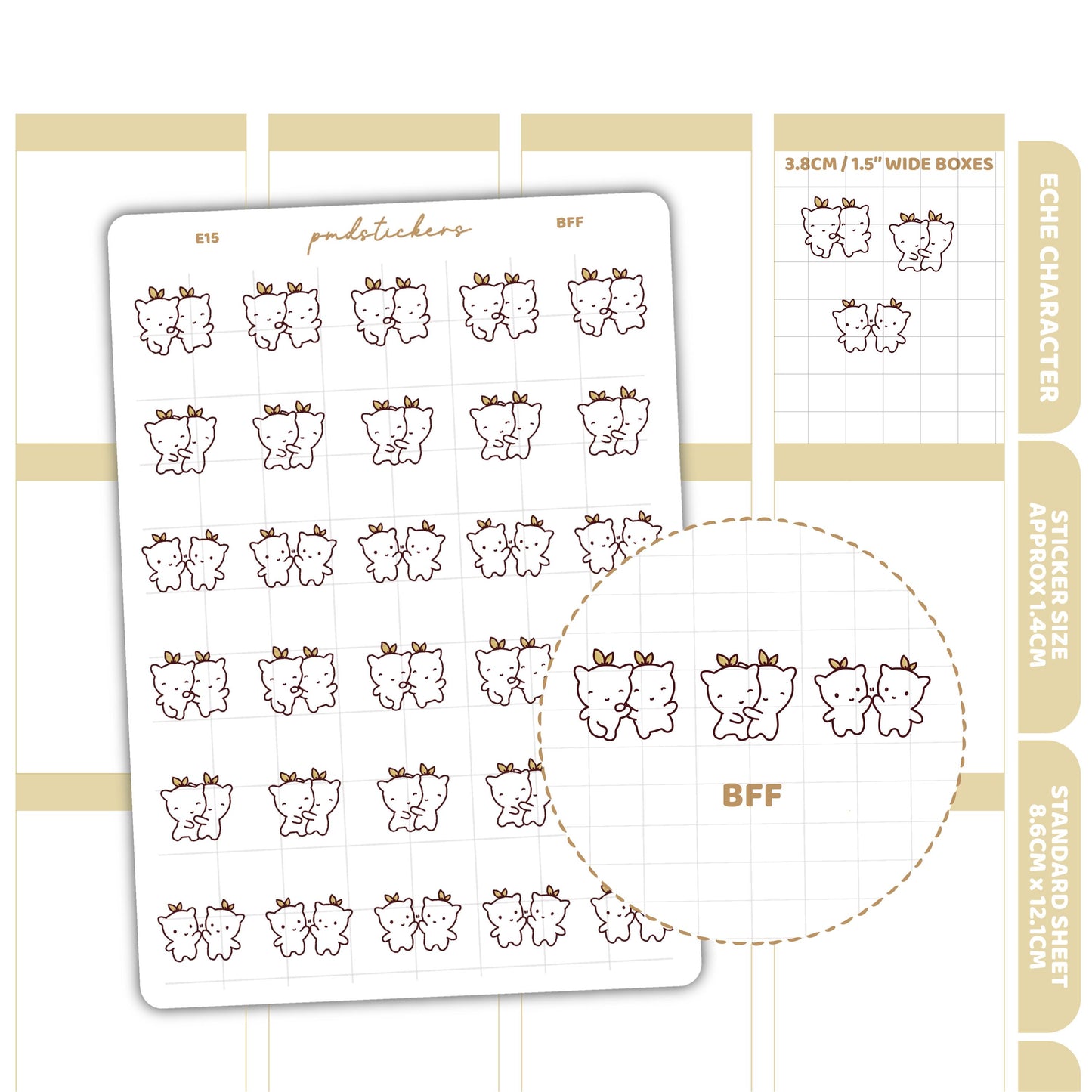 BFF Stickers | Eche Character Planner Stickers | E15