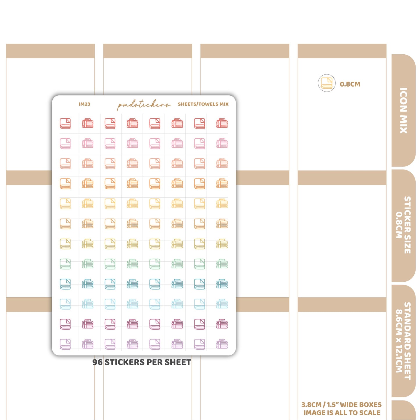 Sheets/Towels Mix Icon Dot Stickers | Planner Stickers | IM23