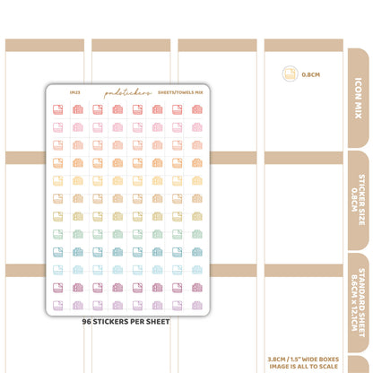 Sheets/Towels Mix Icon Dot Stickers | Planner Stickers | IM23