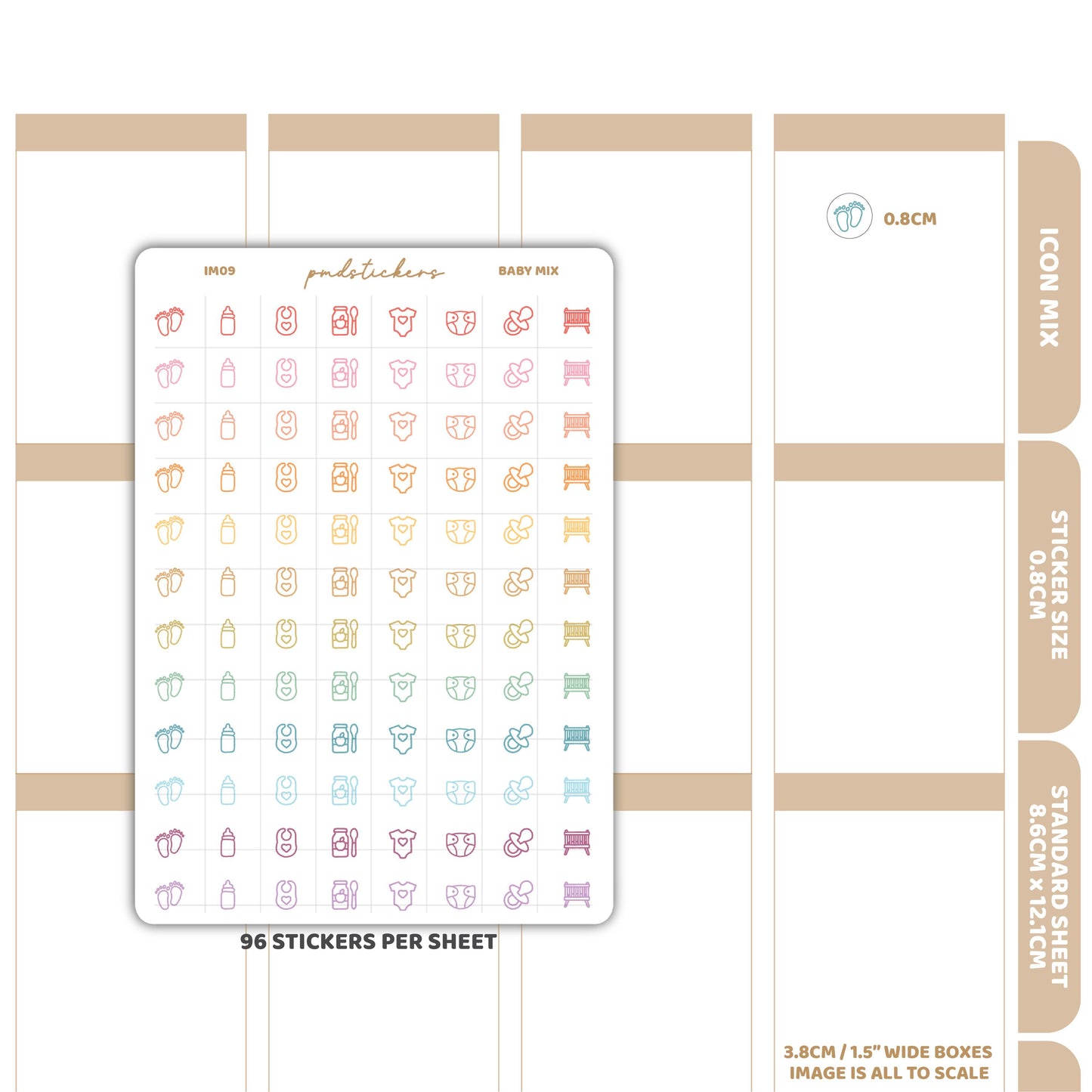 Baby Mix Icon Dot Stickers | Planner Stickers | IM09