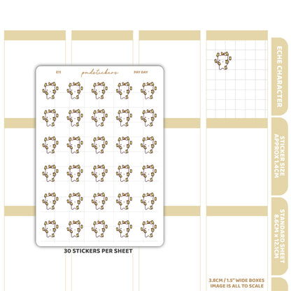 Pay Day Stickers | Eche Character Stickers | Planner Stickers | E11
