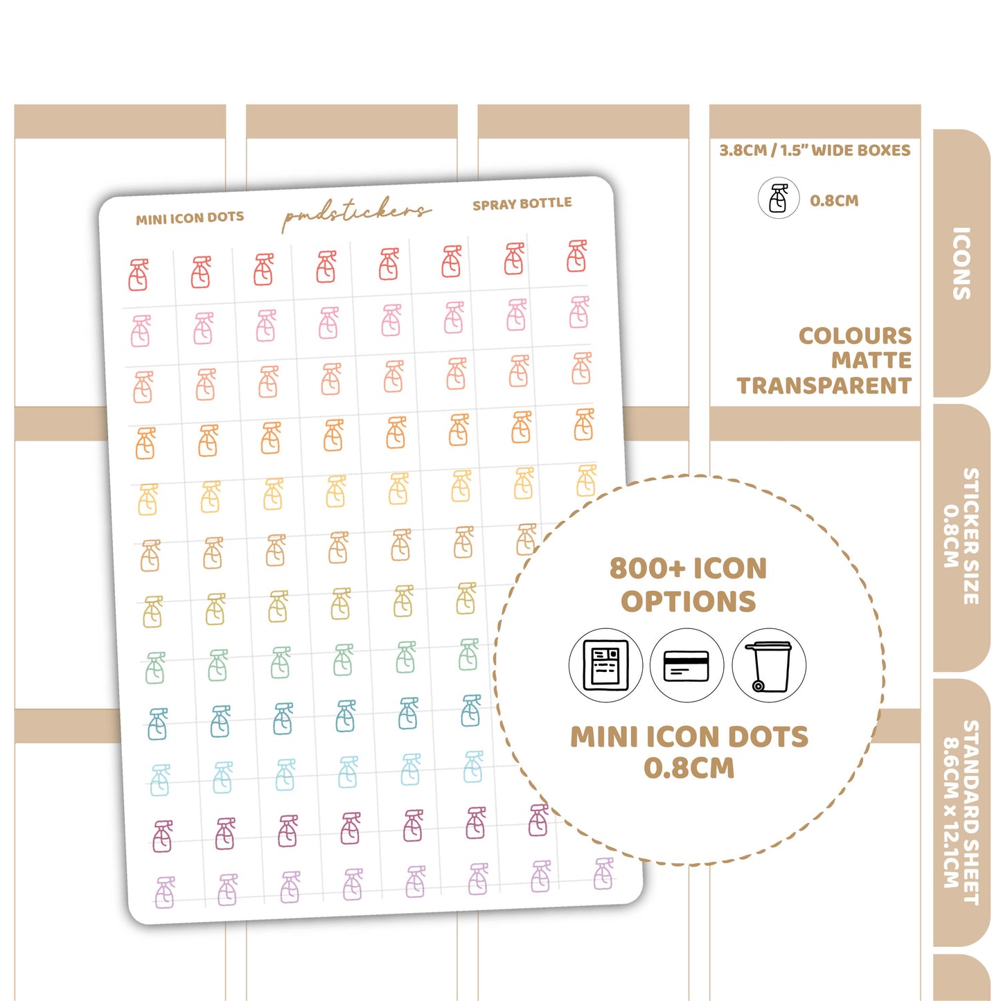 Mini Icon Dot Stickers | 800+ Icons | Planner Stickers | 08