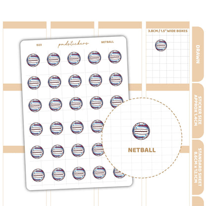Netball Stickers | Drawn Planner Stickers | D23