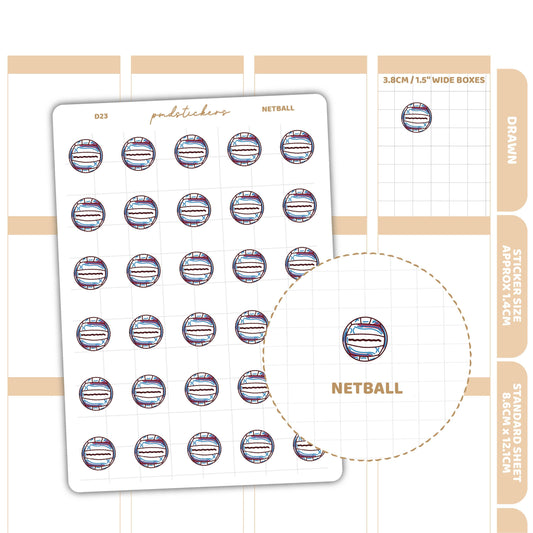 Netball Stickers | Drawn Planner Stickers | D23