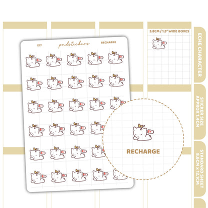 Recharge Stickers | Eche Character Planner Stickers | E17