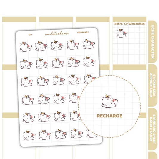 Recharge Stickers | Eche Character Planner Stickers | E17