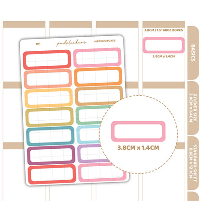 Medium Box Stickers | Basic Planner Stickers | B11