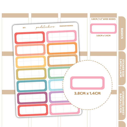 Medium Box Stickers | Basic Planner Stickers | B11