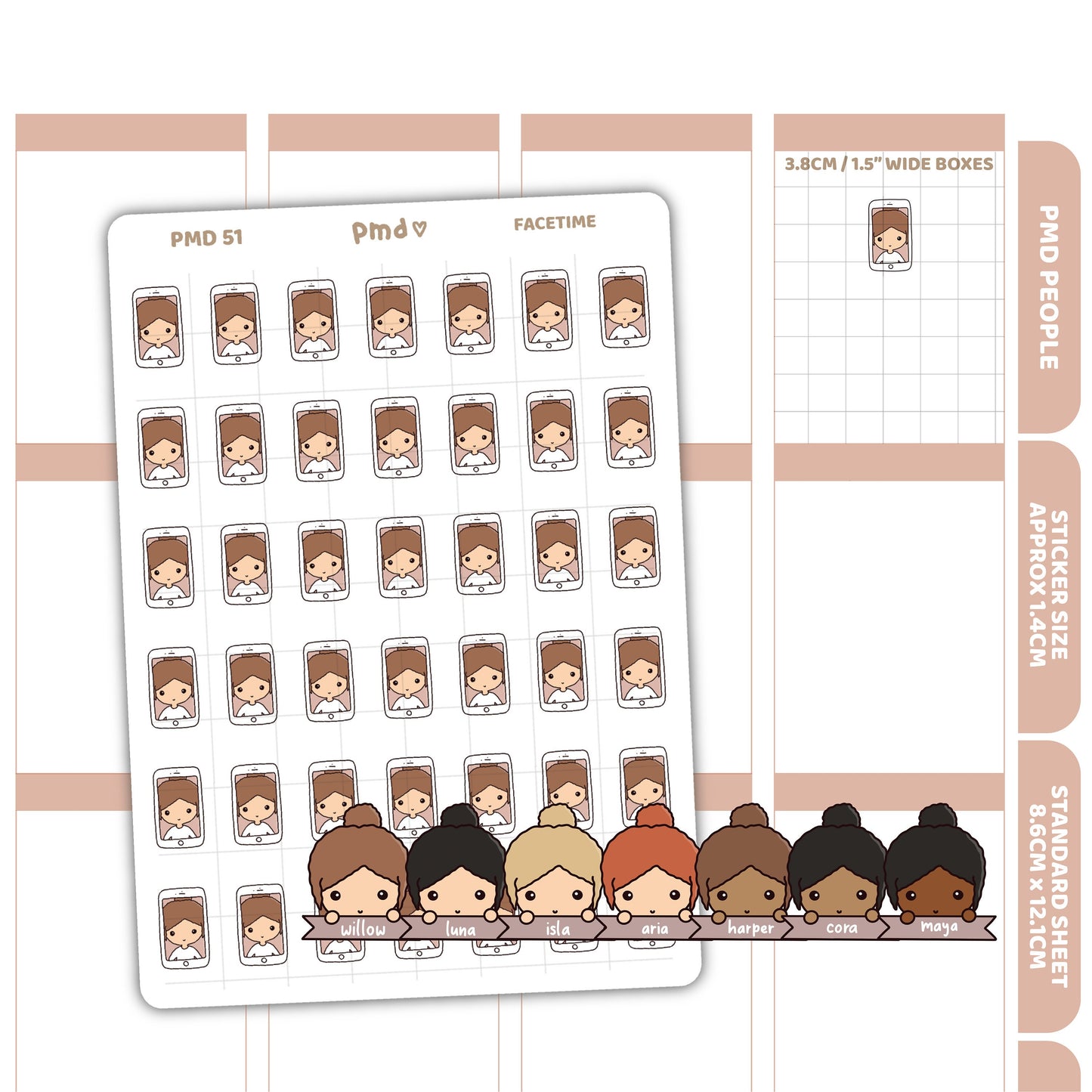 Facetime Stickers | PMD People Planner Stickers | PMD51