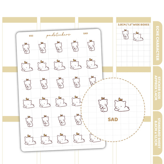 Sad Stickers | Eche Character Planner Stickers | E02
