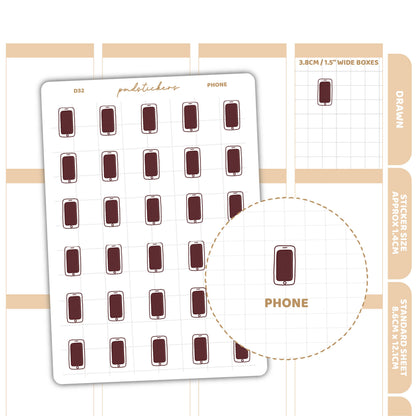 Phone Stickers | Drawn Planner Stickers | D32