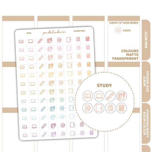 Study Mix Icon Dot Stickers | Planner Stickers | IM15
