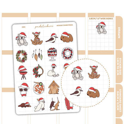 Christmas Aussie Stickers | Drawn Planner Stickers | D64