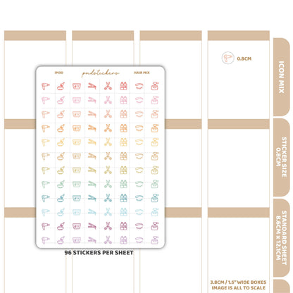 Hair Mix Icon Dot Stickers | Planner Stickers | IM30