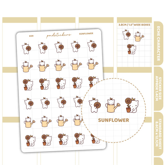 Sunflower Stickers | Eche Character Planner Stickers | E09