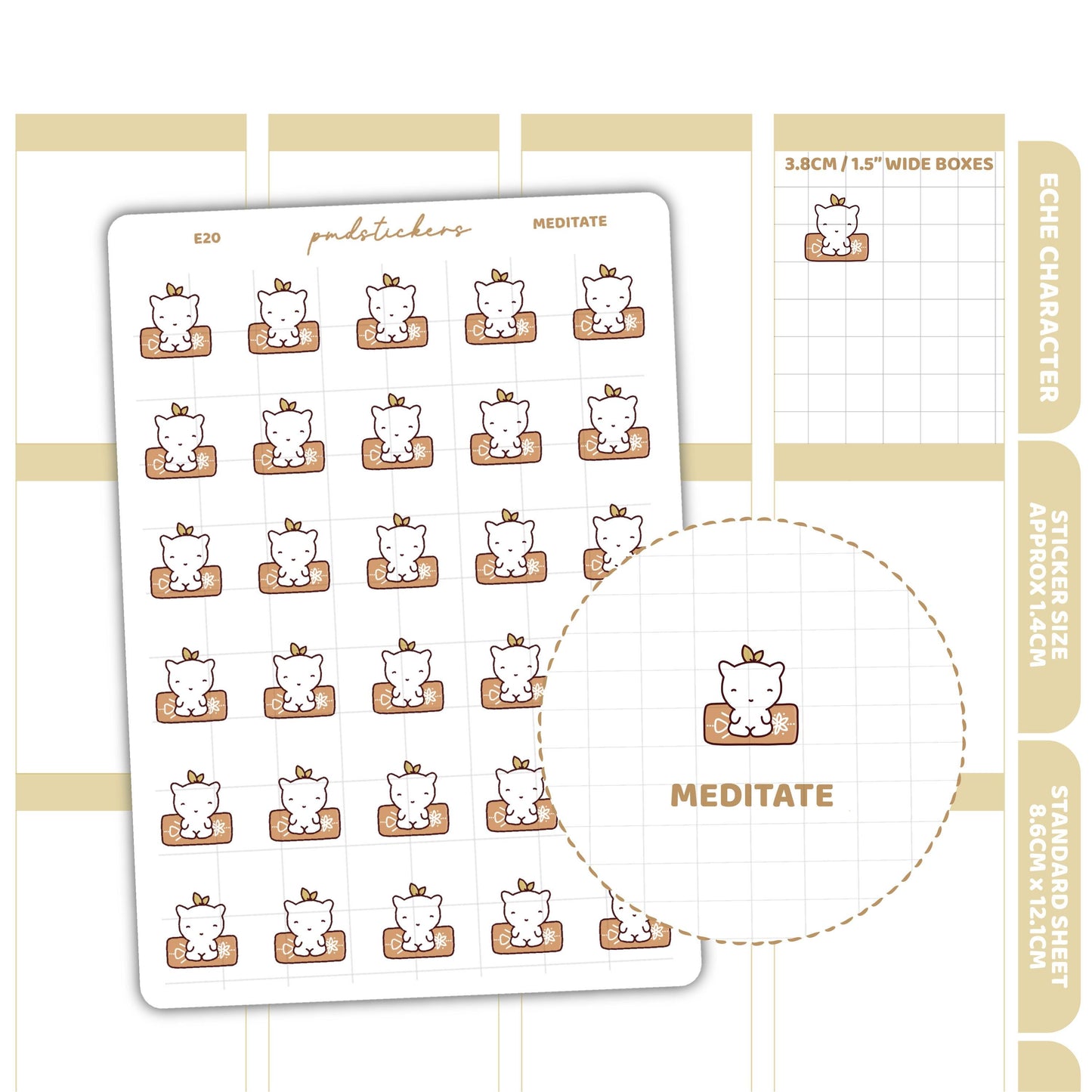 Meditate Stickers | Eche Character Planner Stickers | E20