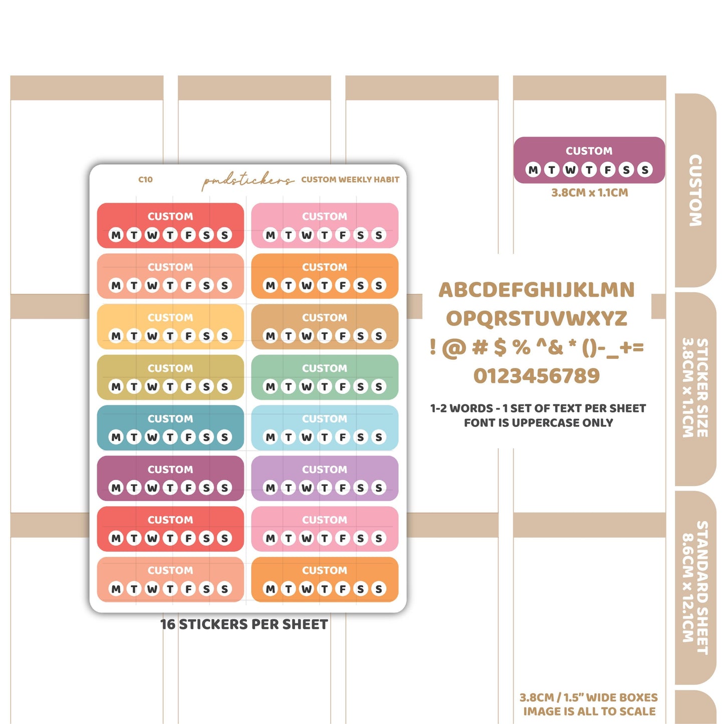 Custom Weekly Habit Box Stickers | Custom Planner Stickers | C10