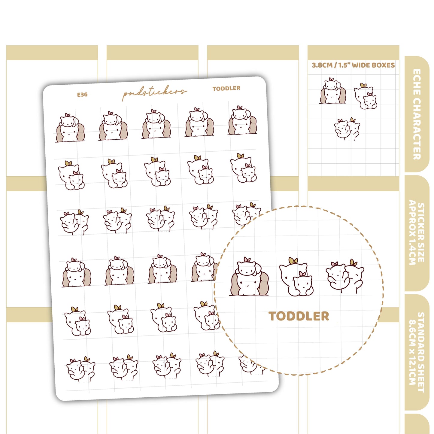 Toddler Stickers | Eche Character Planner Stickers | E36