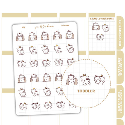 Toddler Stickers | Eche Character Planner Stickers | E36
