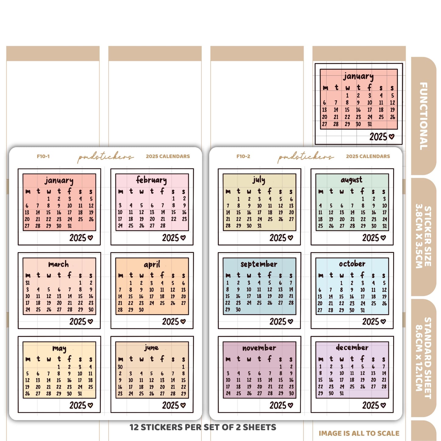2025 Polaroid Calendar Stickers | Functional Planner Stickers | F10(2)