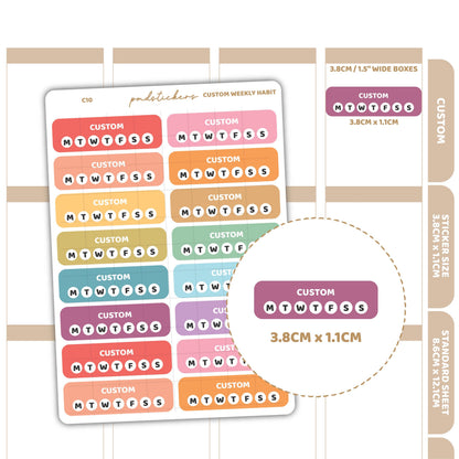 Custom Weekly Habit Box Stickers | Custom Planner Stickers | C10