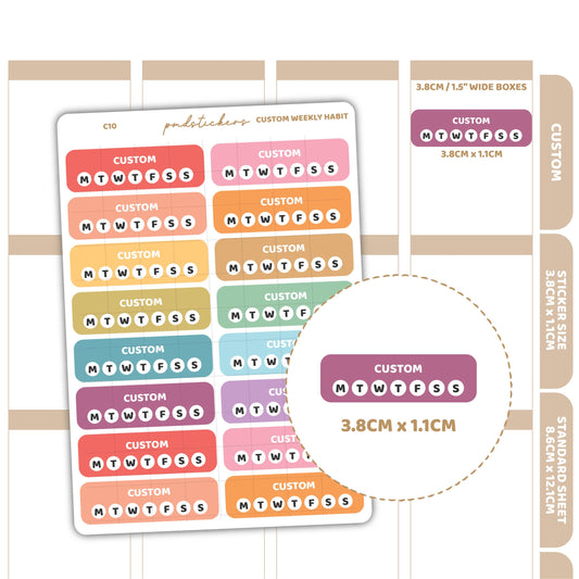 Custom Weekly Habit Box Stickers | Custom Planner Stickers | C10
