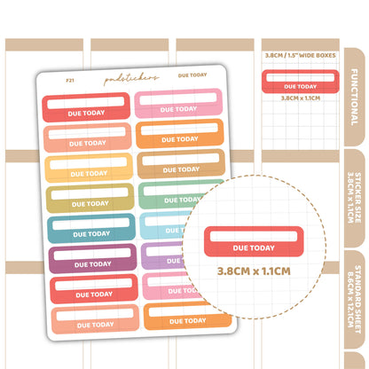 Due Today Box Stickers | Functional Planner Stickers | F21
