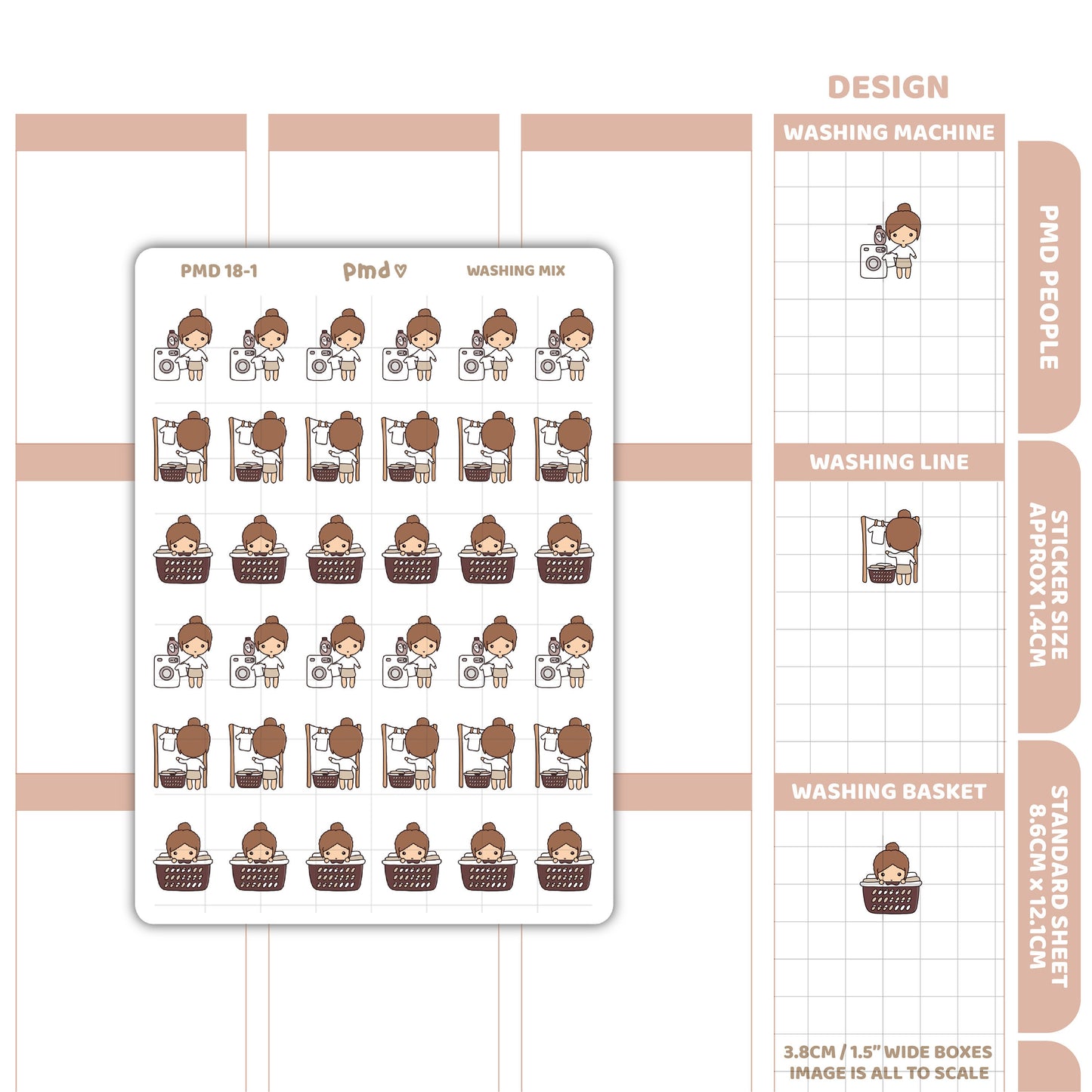 Washing Stickers | PMD People Planner Stickers | PMD18