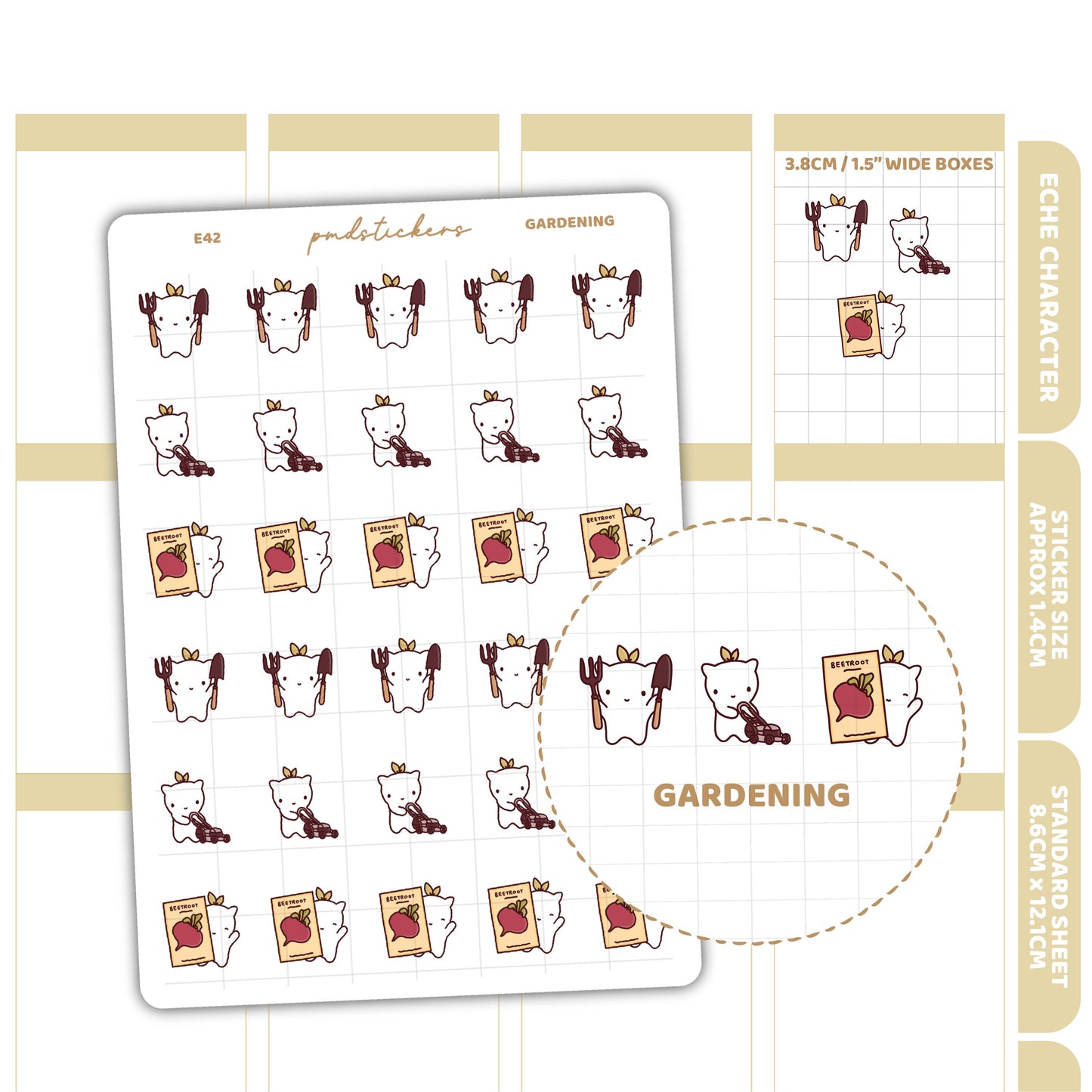 Garden Stickers | Eche Character Planner Stickers | E42