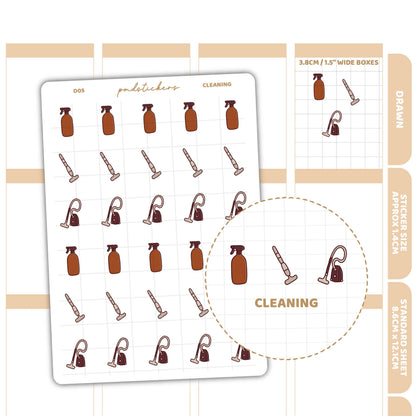 Cleaning Stickers | Drawn Planner Stickers | D05