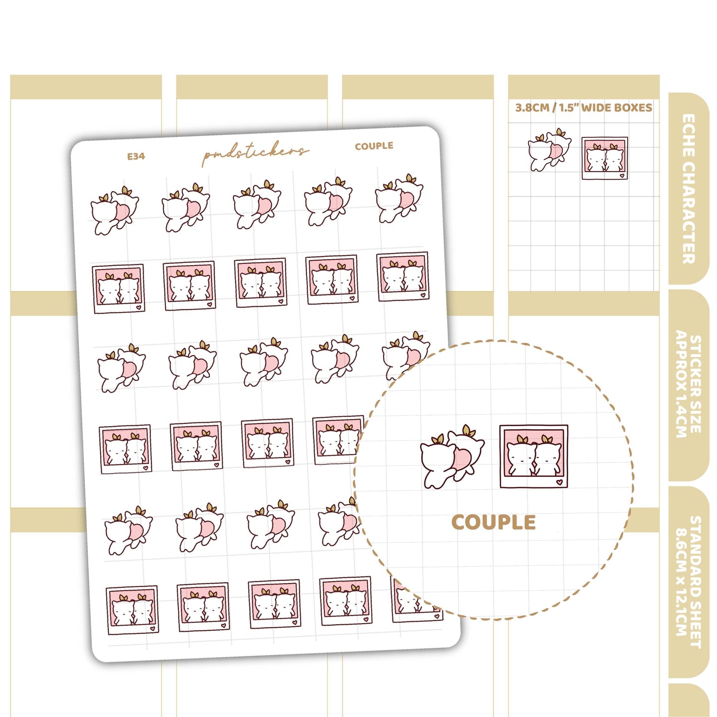 Couple Stickers | Eche Character Planner Stickers | E34