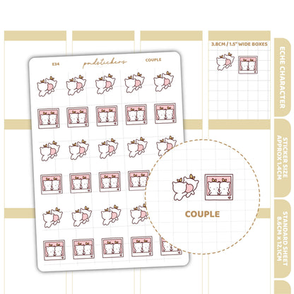 Couple Stickers | Eche Character Planner Stickers | E34