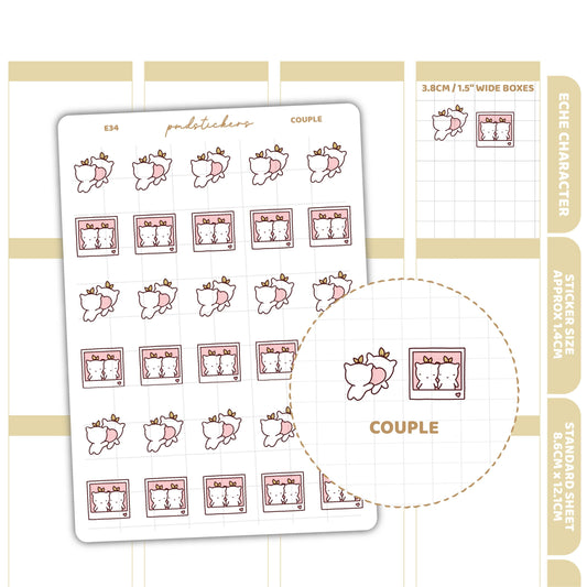 Couple Stickers | Eche Character Planner Stickers | E34
