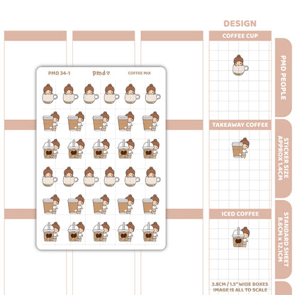 Coffee Stickers | PMD People Planner Stickers | PMD34