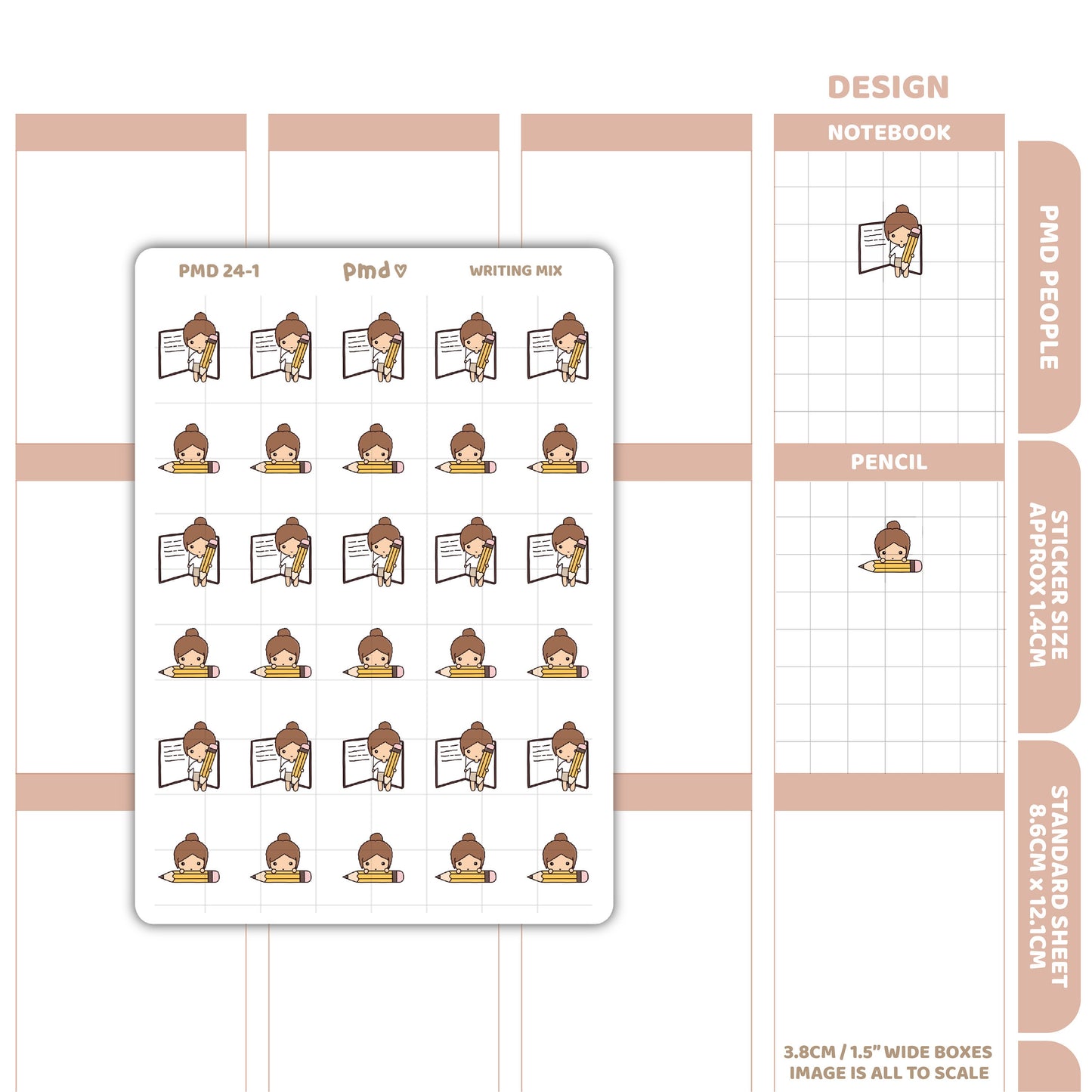 Writing Stickers | PMD People Planner Stickers | PMD24