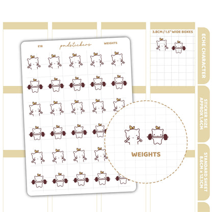 Weights Stickers | Eche Character Planner Stickers | E18
