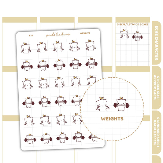 Weights Stickers | Eche Character Planner Stickers | E18
