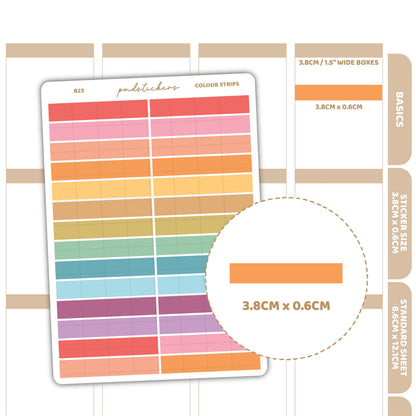 Colour Strips Stickers | Basic Planner Stickers | B23