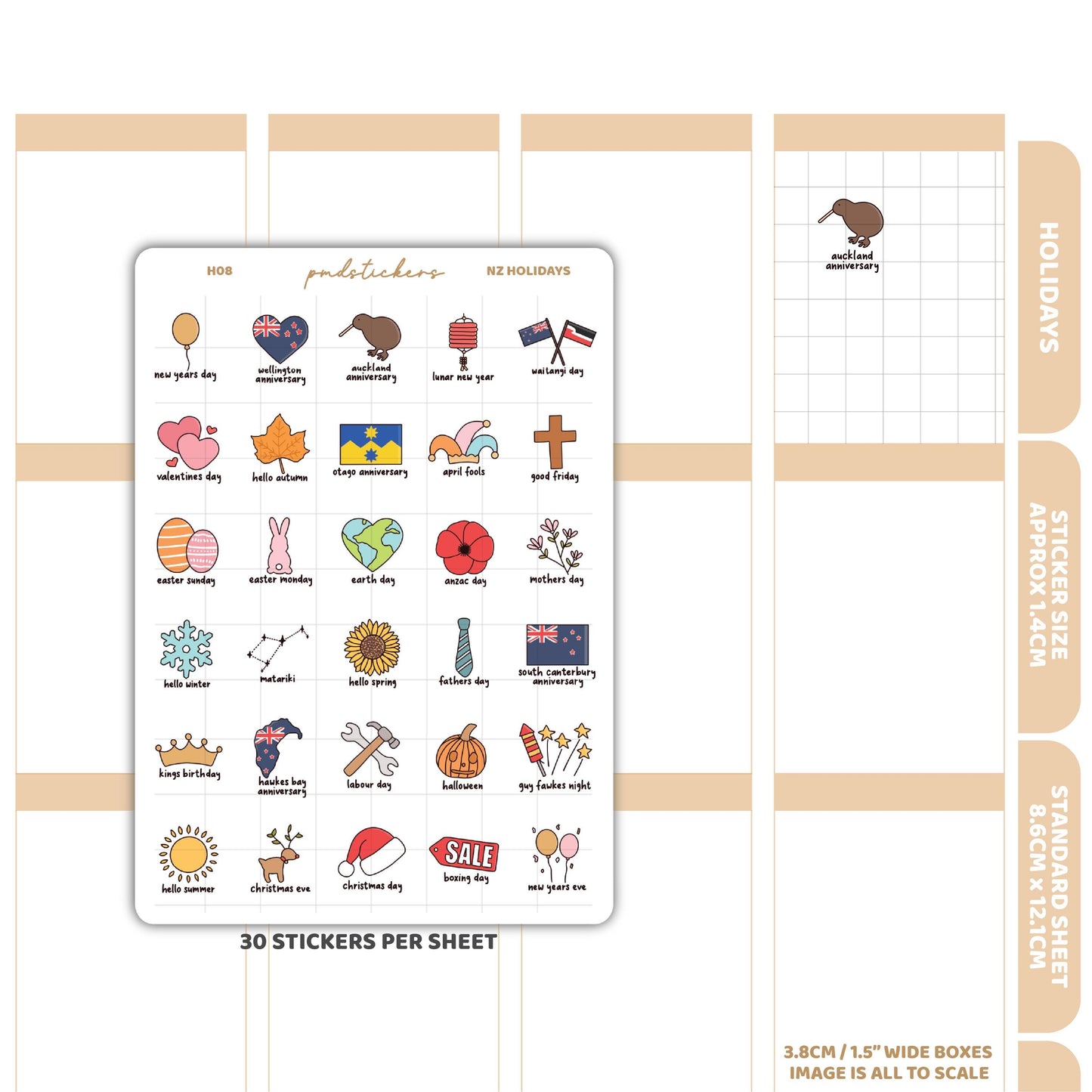 NZ Holiday Stickers | Holiday Planner Stickers | H08