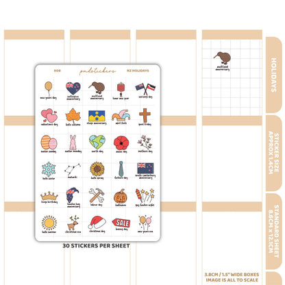 NZ Holiday Stickers | Holiday Planner Stickers | H08