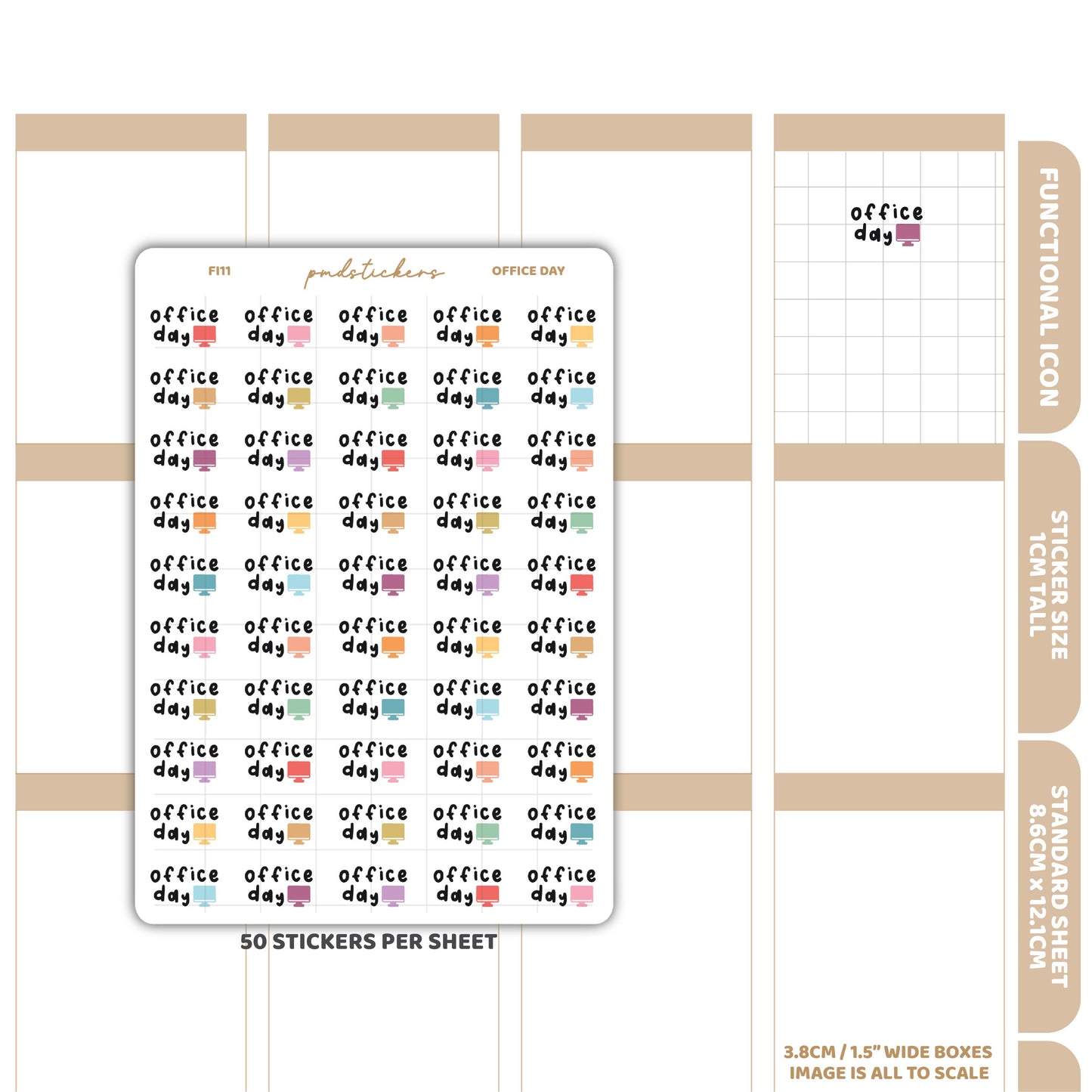 Office Day Stickers | Functional Icon Planner Stickers | FI11