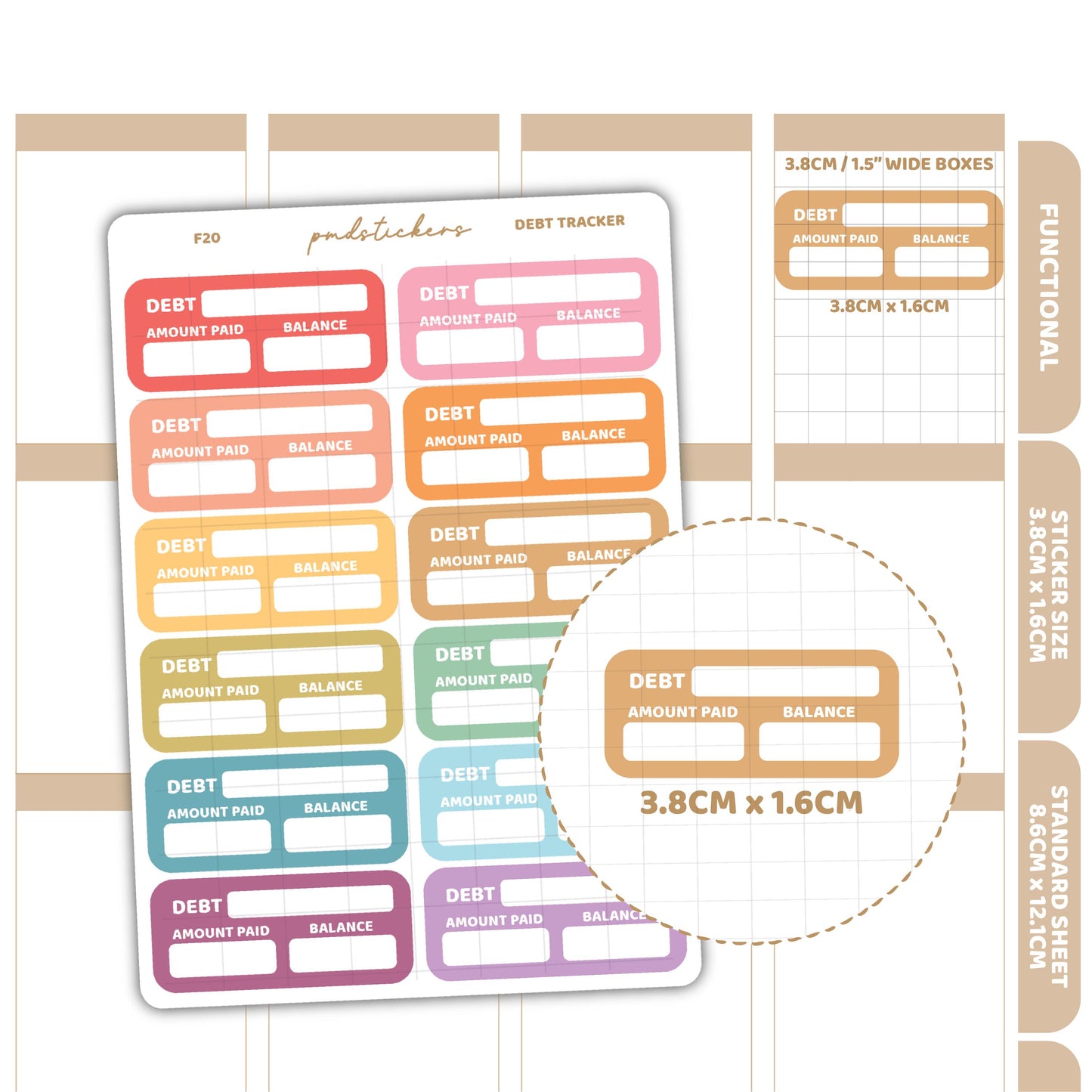 Debt Tracker Stickers | Functional Planner Stickers | F20