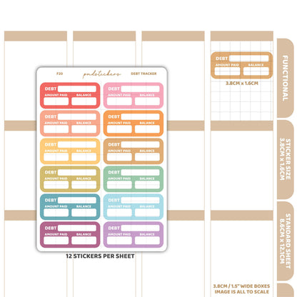 Debt Tracker Stickers | Functional Planner Stickers | F20