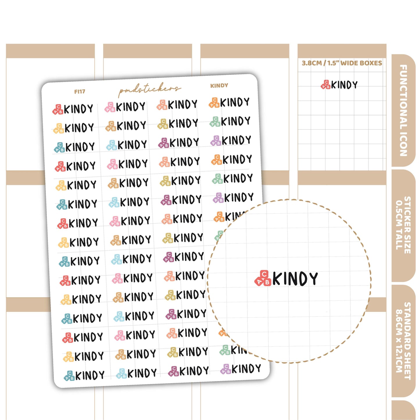 Kindy Stickers | Functional Icon Planner Stickers | FI17